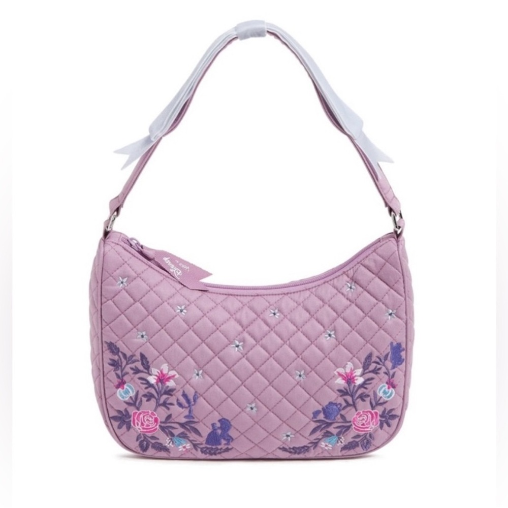 Vera Bradley Disney Frannie Crescent Crossbody "Literary Belle" Embroidered Bag
